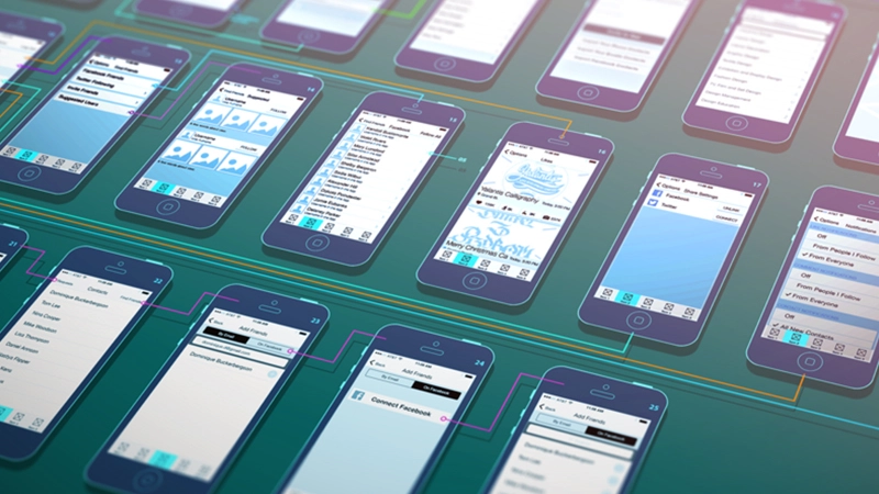 Creating a feature list for your MVP highlights key functionalities Smartphone screens displaying different app features